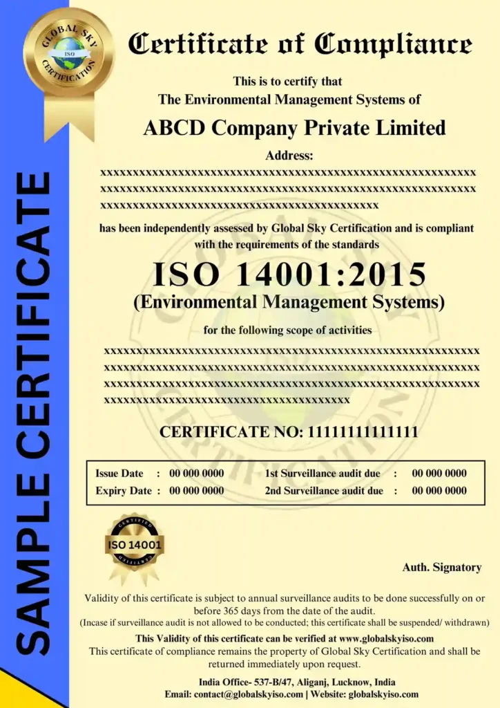 ISO 14001 Certificate