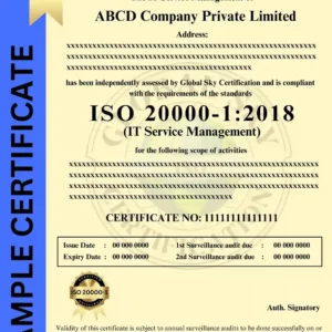 ISO 20000-1 Certificate