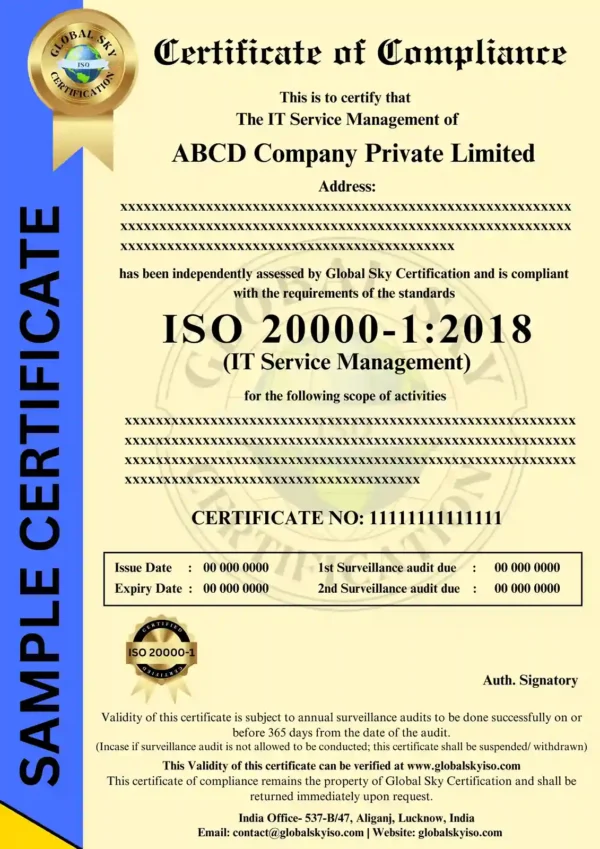 ISO 20000-1 Certificate