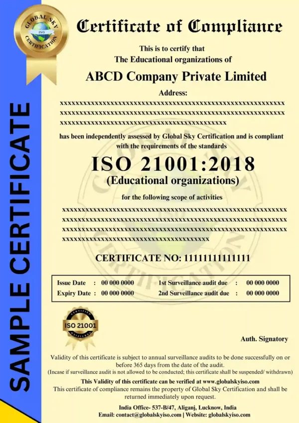 ISO 21000 Certificate