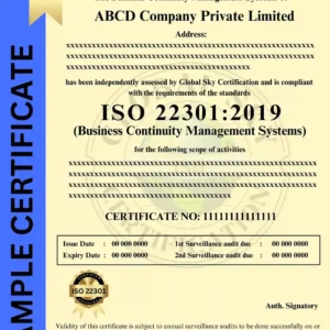 ISO 22301 Certificate