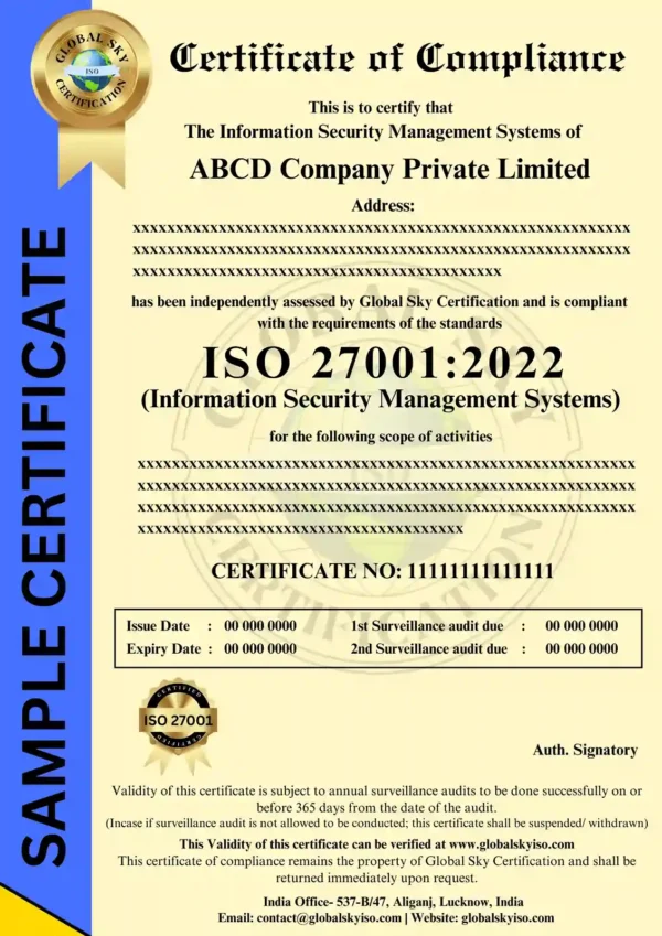 ISO 27001 Certificate