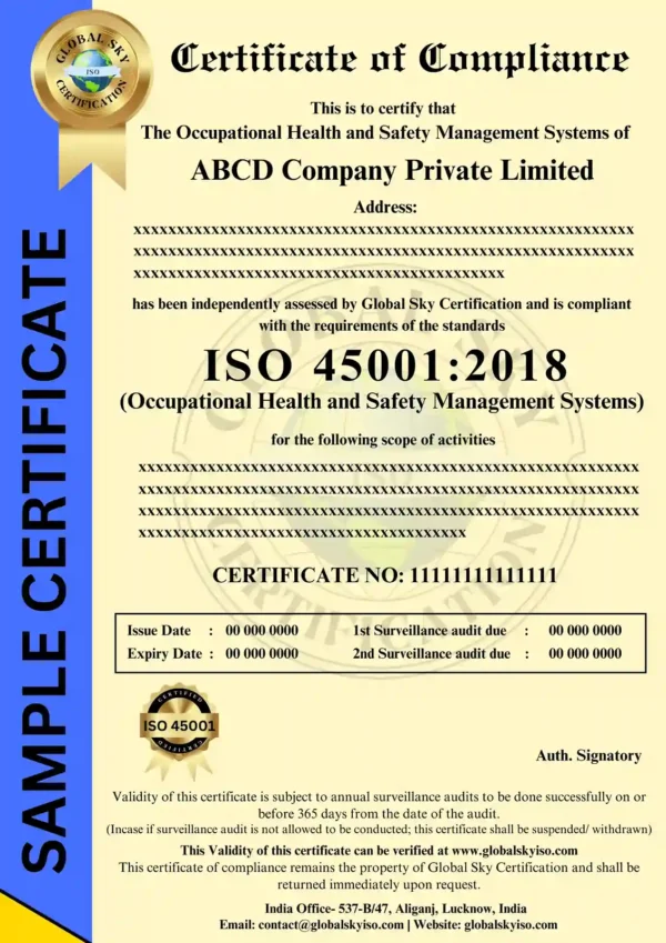 ISO 45001 Certificate